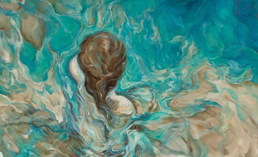 Ocean Turquoise by Rossella Rossi 120x120 , 2019, cm huile sur toile de lin