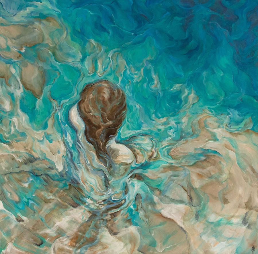 Ocean Turquoise by Rossella Rossi 120x120 , 2019, cm huile sur toile de lin